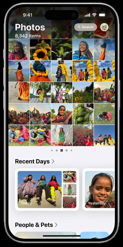 Selecting photos from your photo library