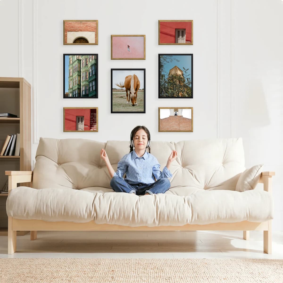 Photo wall 8 frames - Diamond Array - interior view