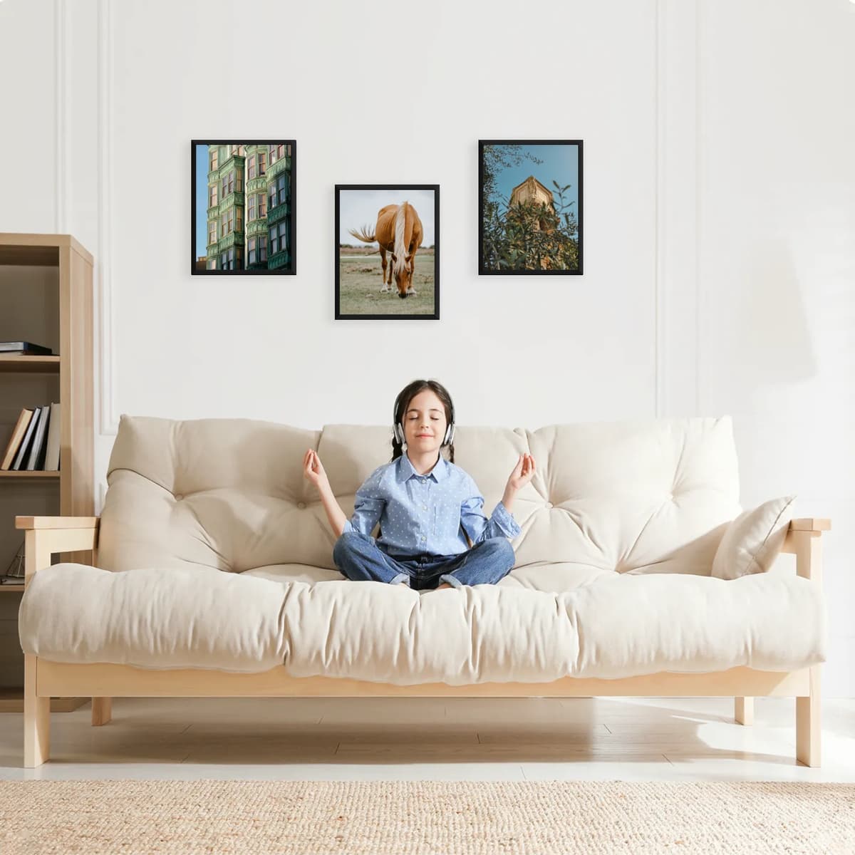 Photo wall 3 frames - Diamond Array - interior view