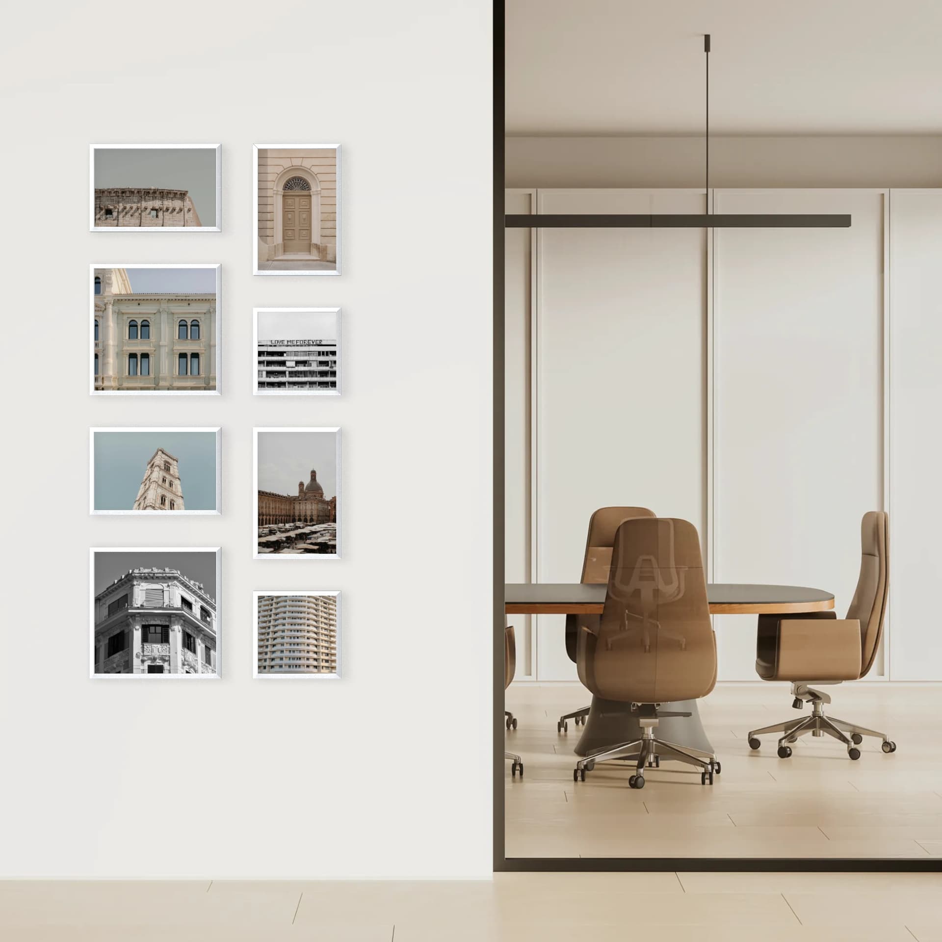 Photo wall 8 frames - Modular Layout - interior view