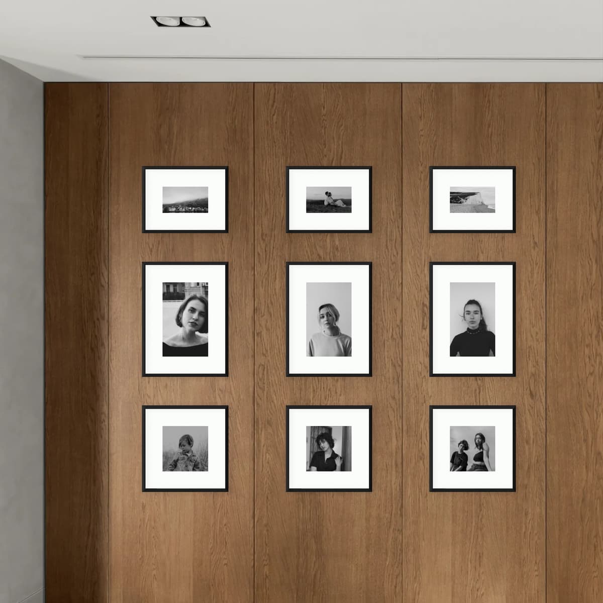 Photo wall 9 frames - Monochrome Order - interior view
