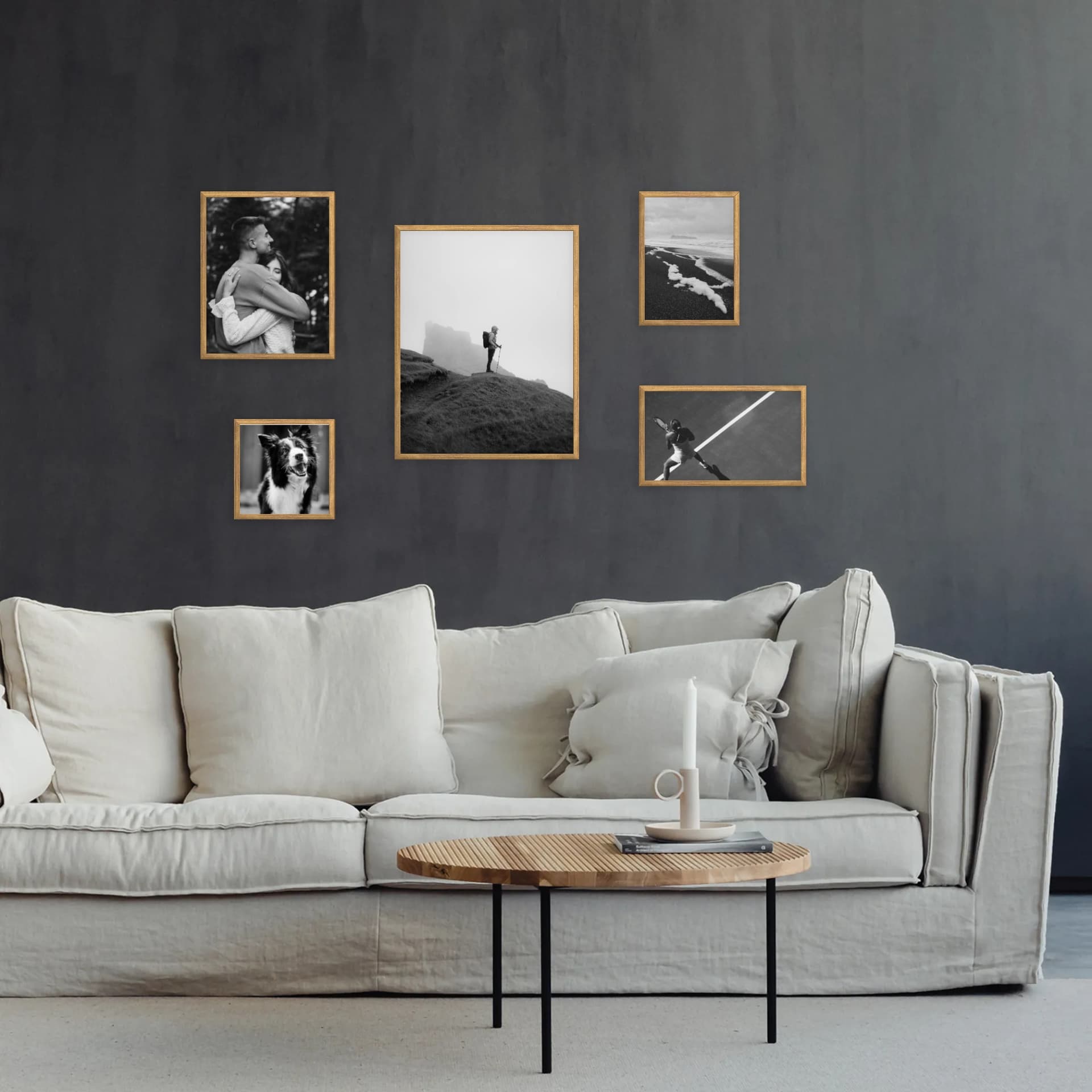 Photo wall 5 frames - Stepped Vista - interior view