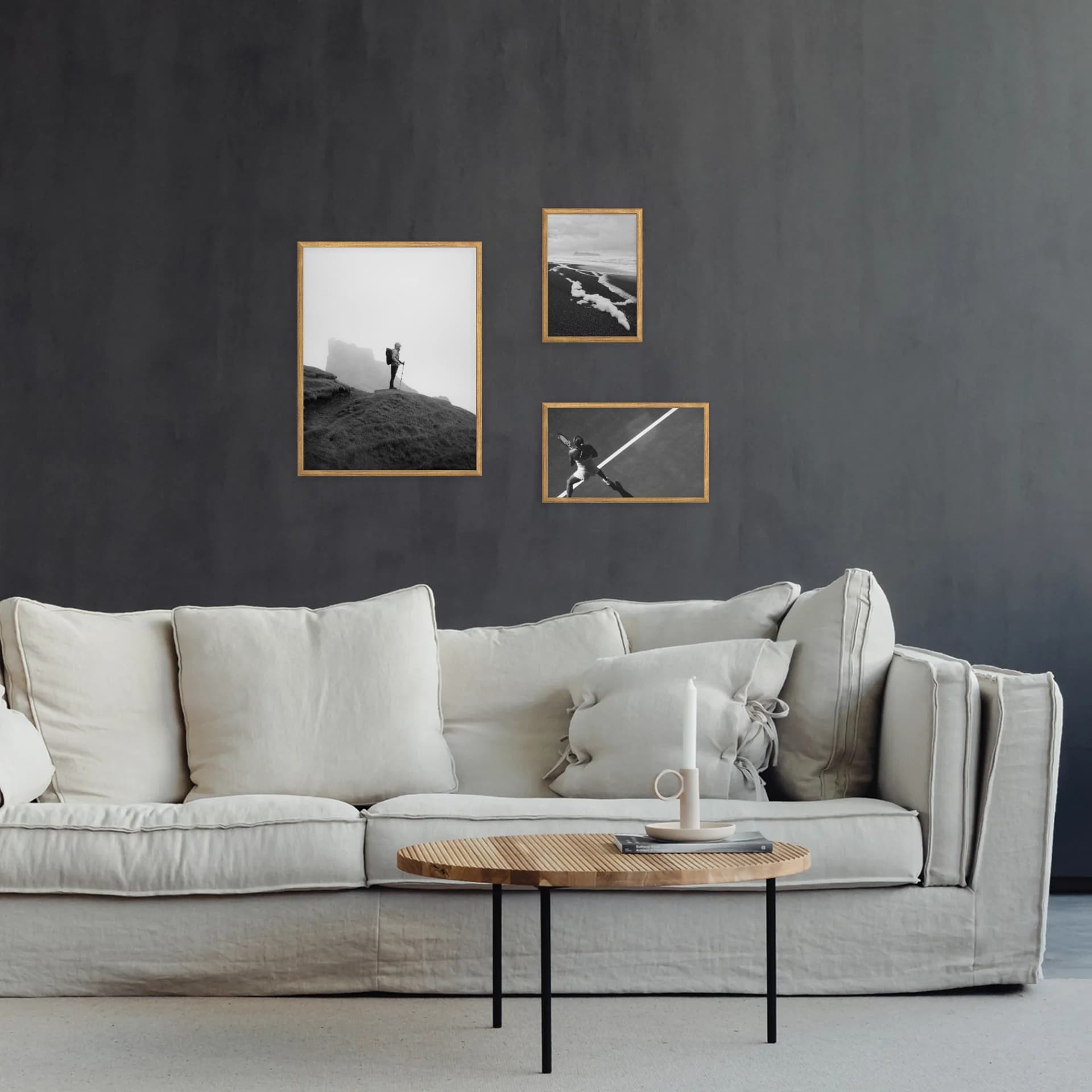 Photo wall 3 frames - Stepped Vista - interior view