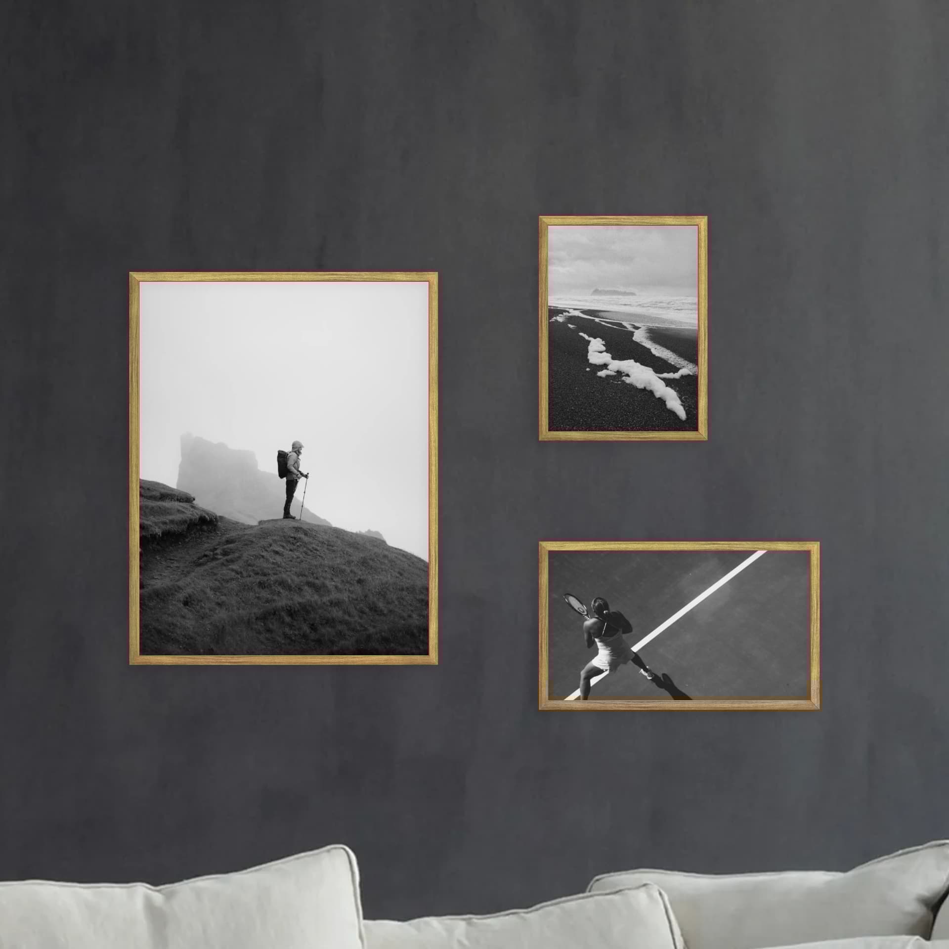 Photo wall 3 frames - Stepped Vista - main view